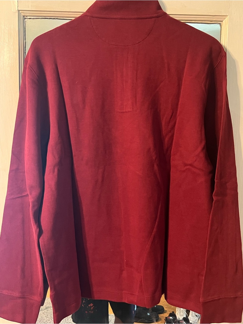 Polo by Ralph Lauren Men's Zip Mock Neck Sweater - Burgundy - Picture 6 of 6